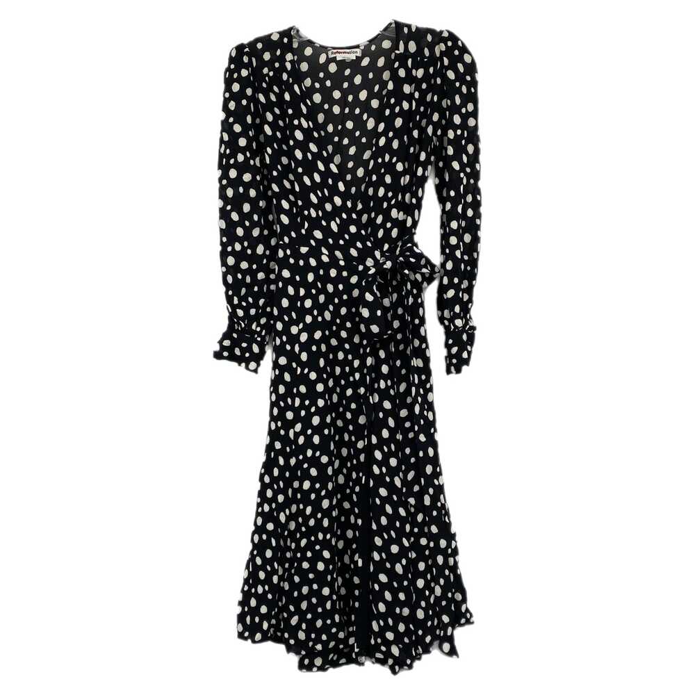 Reformation Black White Spotted Wrap Midi Dress | Womens S